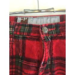 Stuka corduroy rib broek vintage XS 34 plaid geruit flared
