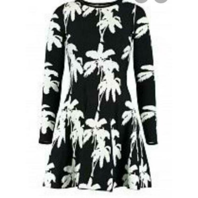 Nikkie palm tree jurk zwart wit maat 40