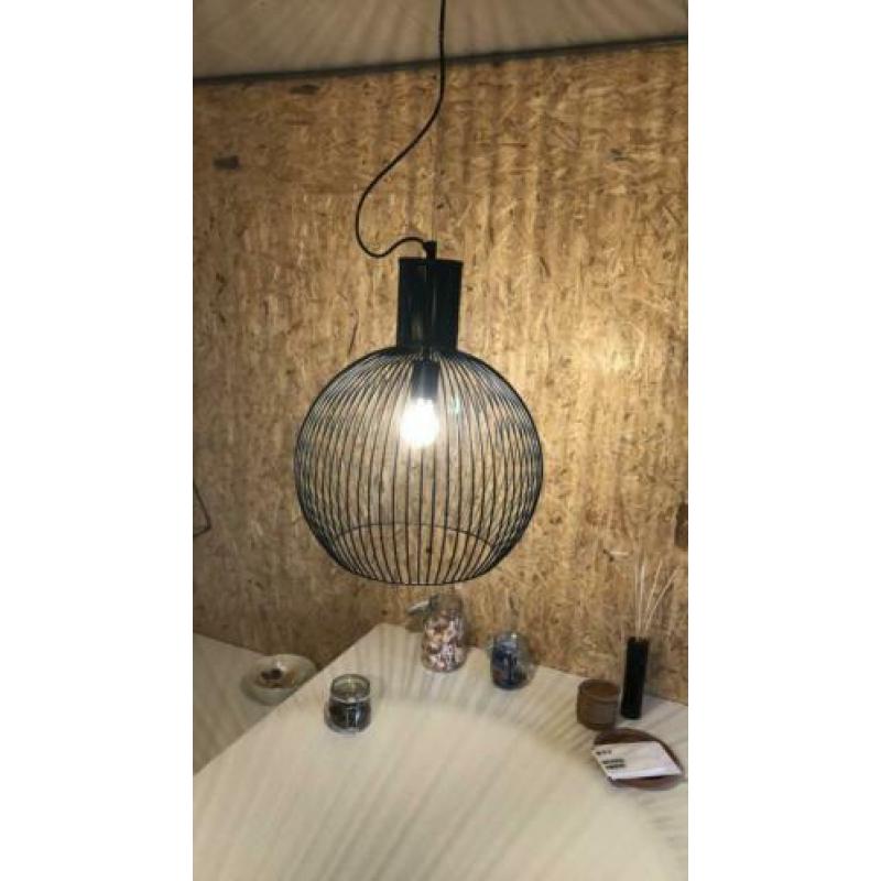 Hanglamp Diana draadstaal zwart incl. Lichtbron en stekker