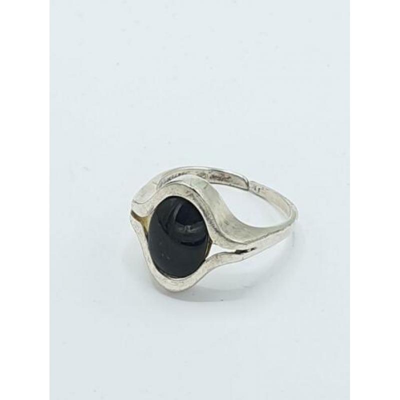 Vintage Deense Design Ring Met Onyx Steen