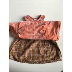 Vintage Oilily jurk van rood met roze velours maat 80