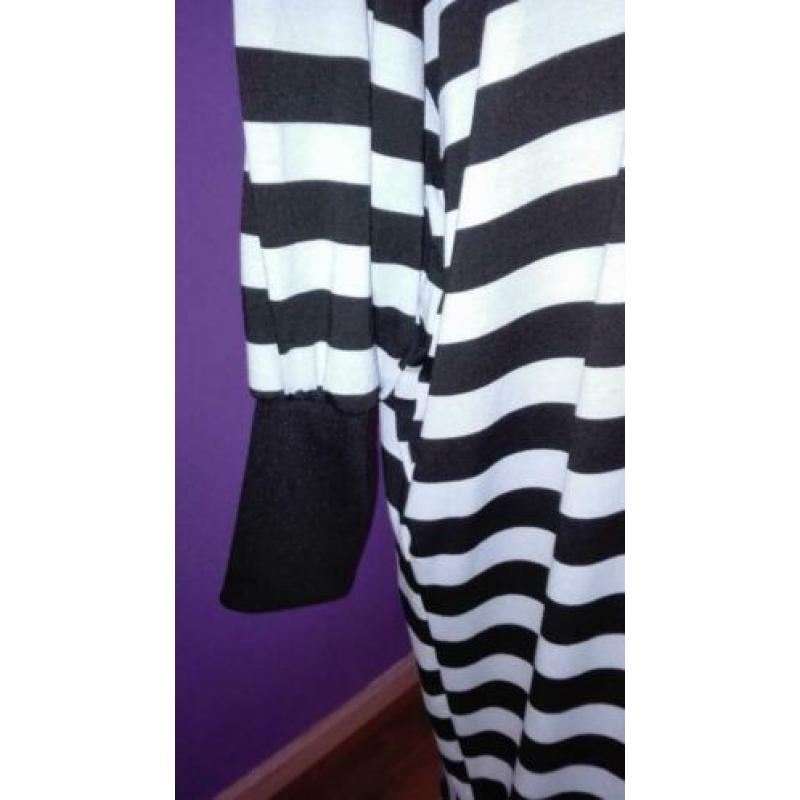 lange oversized zwart wit gestreepte jurk (XXXXL)