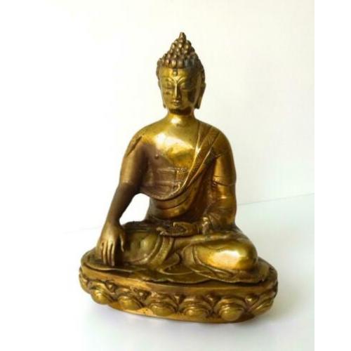 Bronzen beeld van zittende Boeddha Aziatisch 6386-b