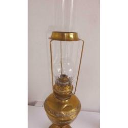 Lamp, antieke Franse Art Nouveau koperen olielamp