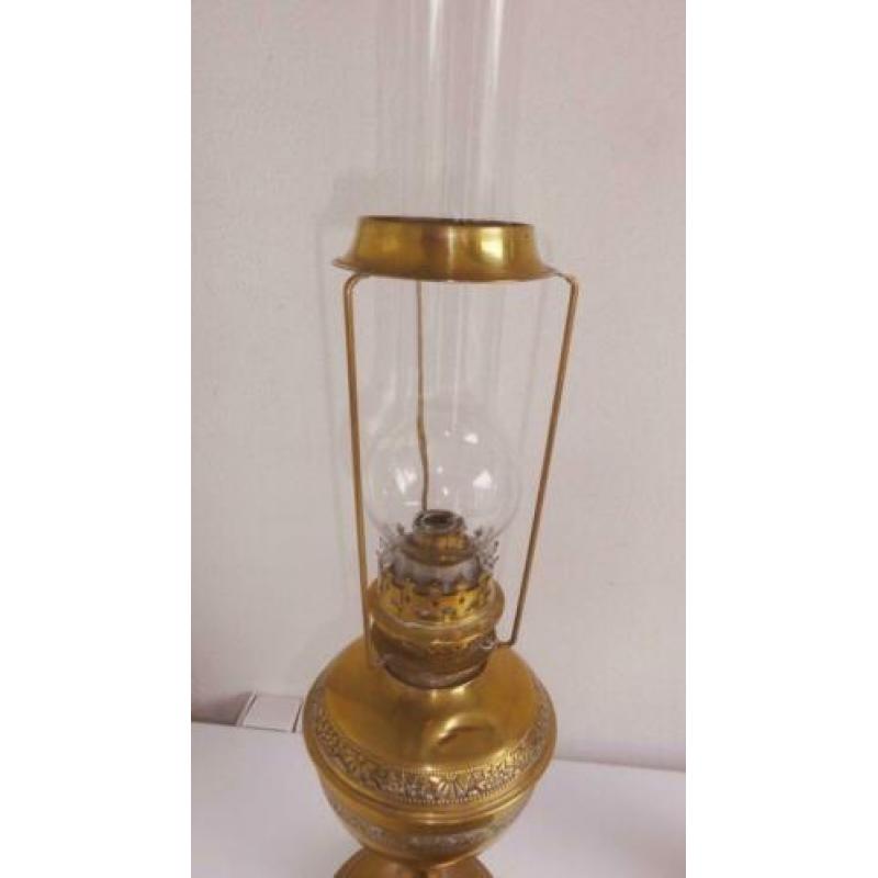 Lamp, antieke Franse Art Nouveau koperen olielamp