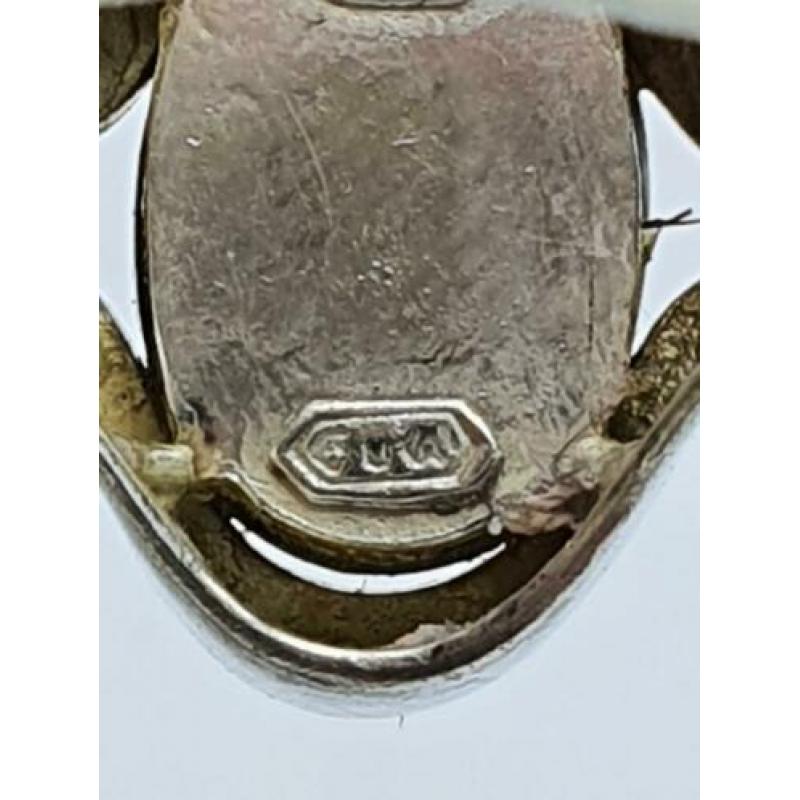 Vintage Deense Design Ring Met Onyx Steen