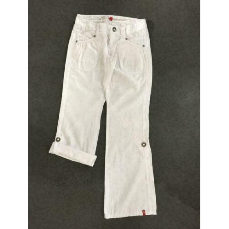 D674 EDC/Esprit maat32= 40/42 =M wit linnen broek pantalon