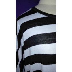 lange oversized zwart wit gestreepte jurk (XXXXL)