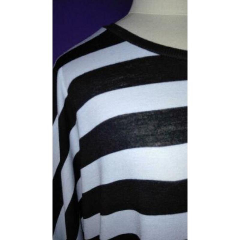 lange oversized zwart wit gestreepte jurk (XXXXL)