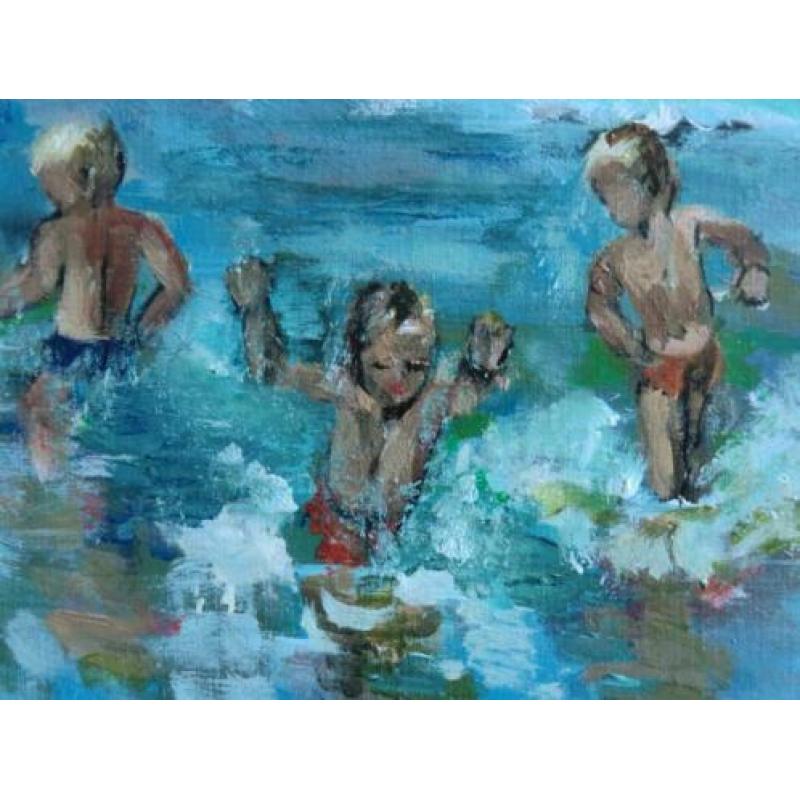 Schilderij Kinderen spelend in Zee