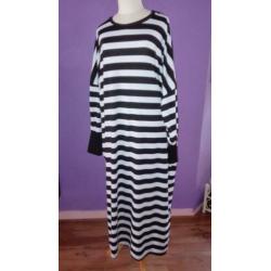 lange oversized zwart wit gestreepte jurk (XXXXL)