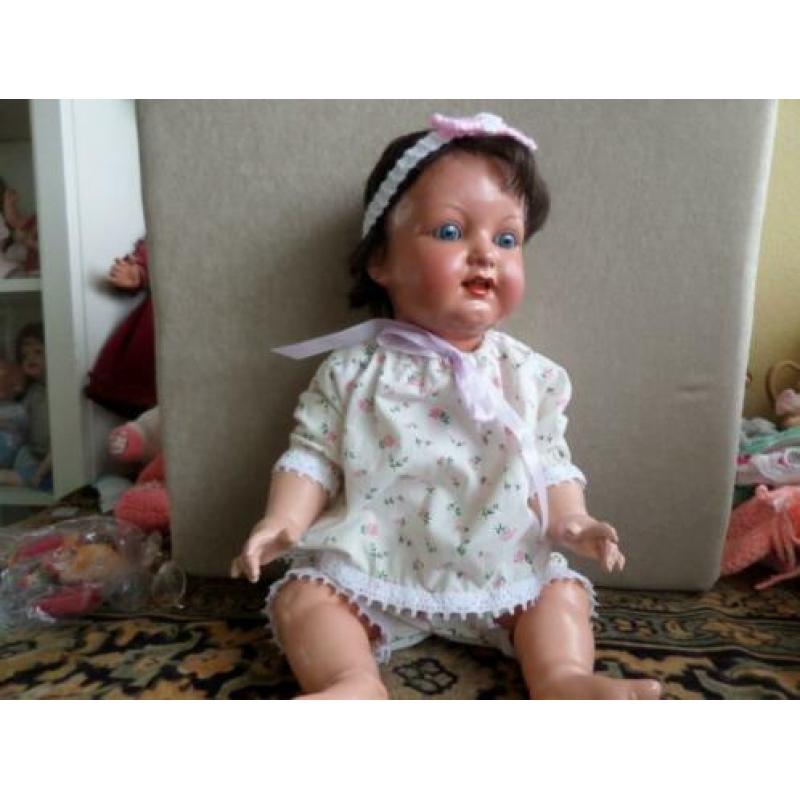 antieke pop Schildpad baby 50 cm