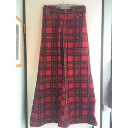 Stuka corduroy rib broek vintage XS 34 plaid geruit flared