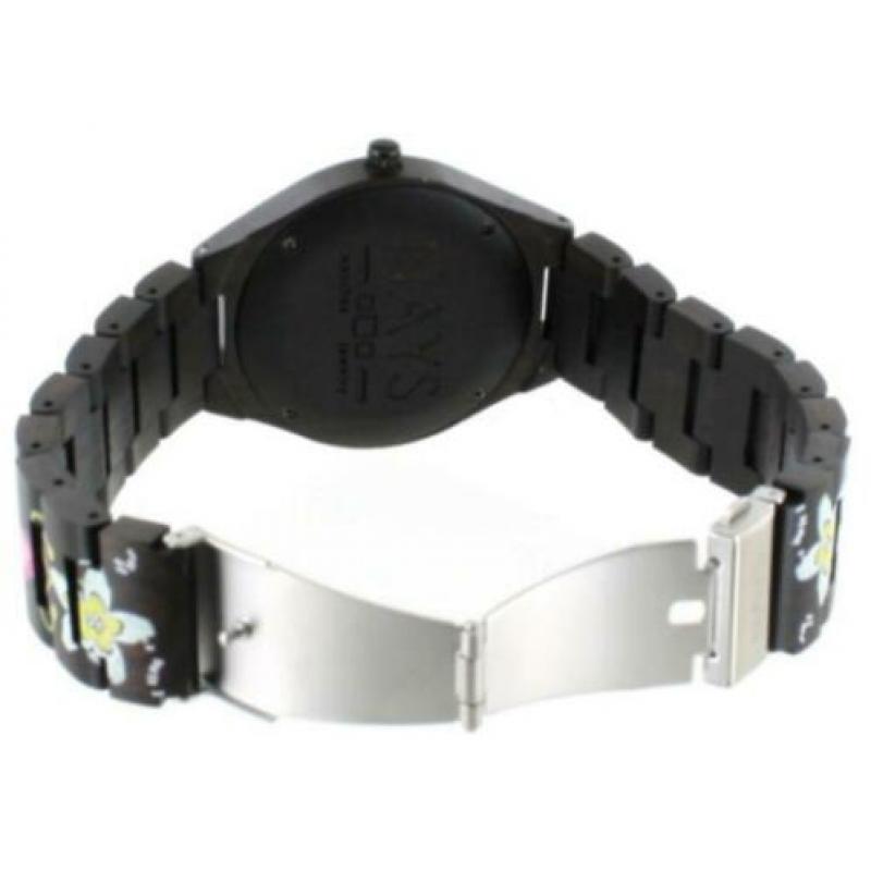 NAYS - Houten Unisex Horloge - Flower Power - Ø 43mm -99EU