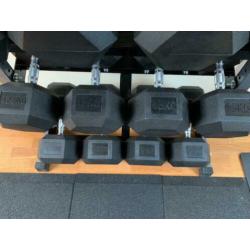 Hex dumbellset 37,5-50kg plus rek