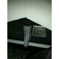 Denim jack grijs (maat S) met leer look mouwen
