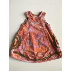 Vintage Oilily jurk van rood met roze velours maat 80