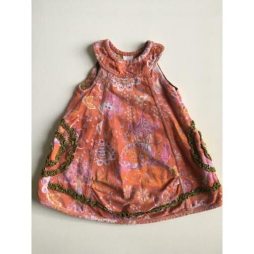 Vintage Oilily jurk van rood met roze velours maat 80