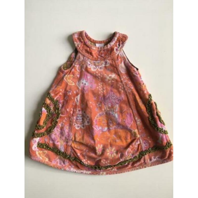 Vintage Oilily jurk van rood met roze velours maat 80