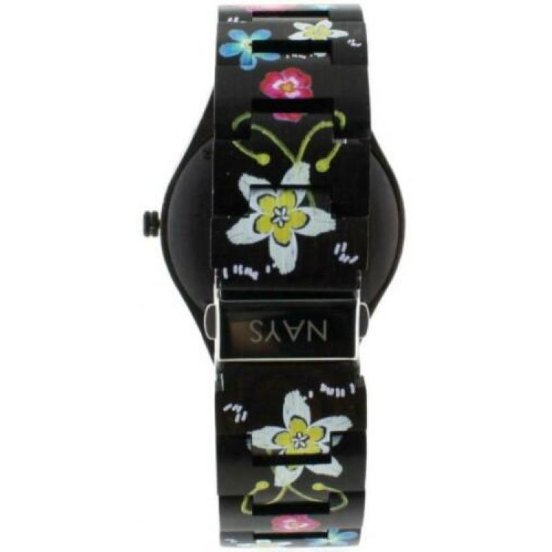 NAYS - Houten Unisex Horloge - Flower Power - Ø 43mm -99EU