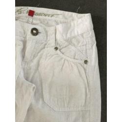 D674 EDC/Esprit maat32= 40/42 =M wit linnen broek pantalon