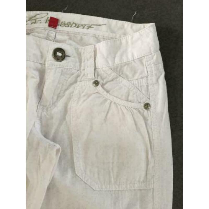 D674 EDC/Esprit maat32= 40/42 =M wit linnen broek pantalon