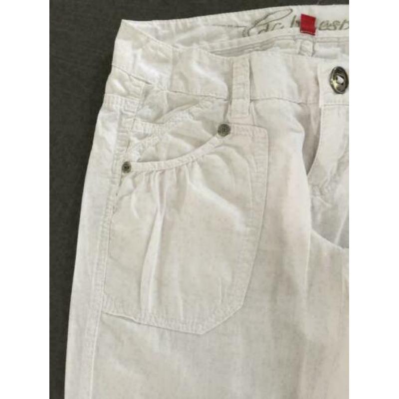 D674 EDC/Esprit maat32= 40/42 =M wit linnen broek pantalon