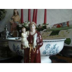 zeer mooi porseleinen beeldje heilige antonius met kind