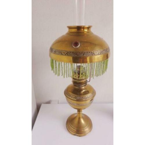 Lamp, antieke Franse Art Nouveau koperen olielamp