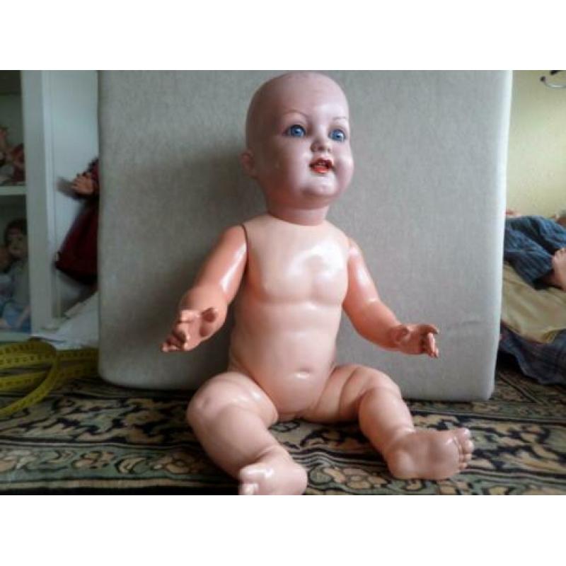 antieke pop Schildpad baby 50 cm