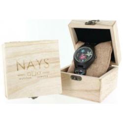 NAYS - Houten Unisex Horloge - Flower Power - Ø 43mm -99EU