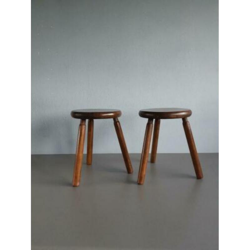 Retro vintage jaren '60/'70 houten plantentafeltjes/krukjes.