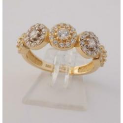 Prachtige 14 karaat Gouden Bicolor Ring Zirconia's M 17.5