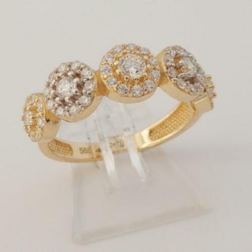 Prachtige 14 karaat Gouden Bicolor Ring Zirconia's M 17.5