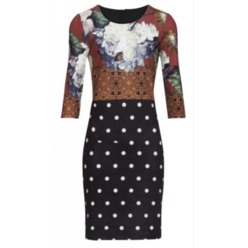 SMASHED LEMON blauw wit groene pencil polkadotjurk-38??nieuw