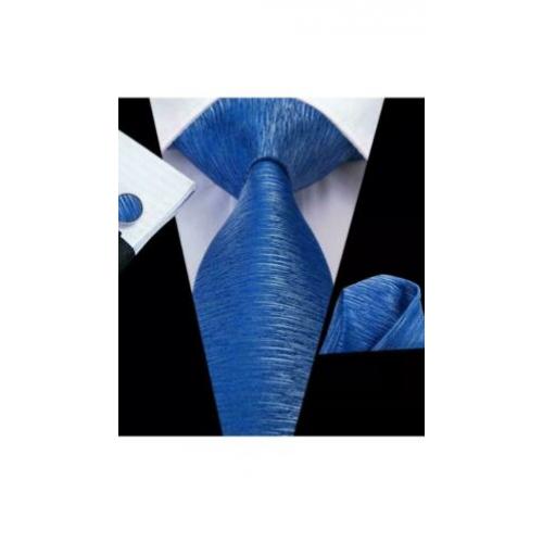 Set stropdas pochet manchetknopen kobalt blauw Fantasy