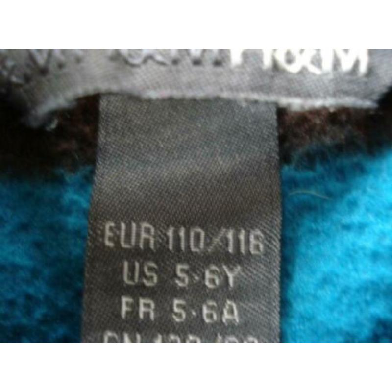 Z.g.an.aqua/d.bruin fleece vestje H&M maat. 110/116