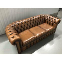 Chesterfield originele leren zitbank cognac gratis levering!