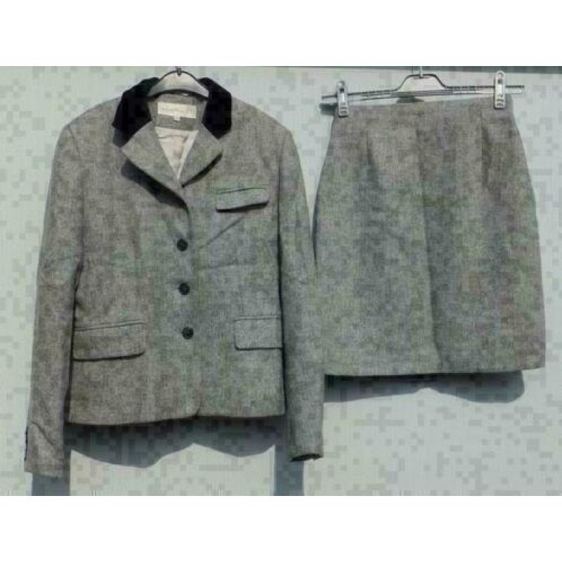 JOSEPHINE & CO grijs visgraat wollen pak blazer/rok mt 36