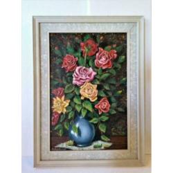 Groot schilderij, Rozen, A. van Beysterveldt, slechts€ 25,=