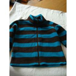 Z.g.an.aqua/d.bruin fleece vestje H&M maat. 110/116