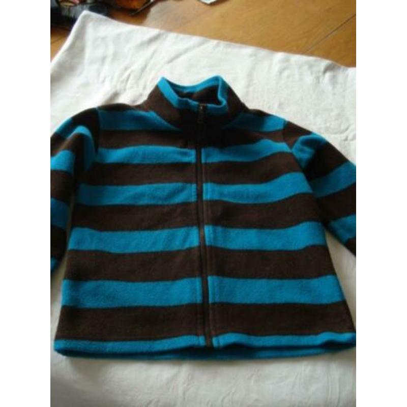 Z.g.an.aqua/d.bruin fleece vestje H&M maat. 110/116