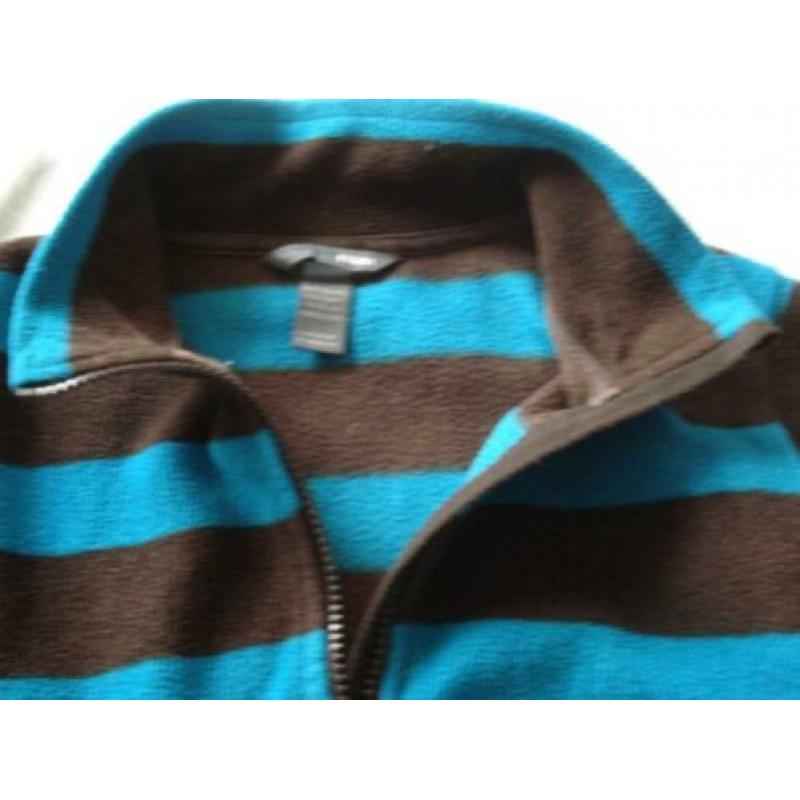 Z.g.an.aqua/d.bruin fleece vestje H&M maat. 110/116