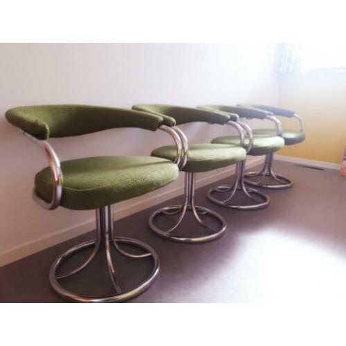 4 retro groene spaceage stoelen james bond hollywood regency