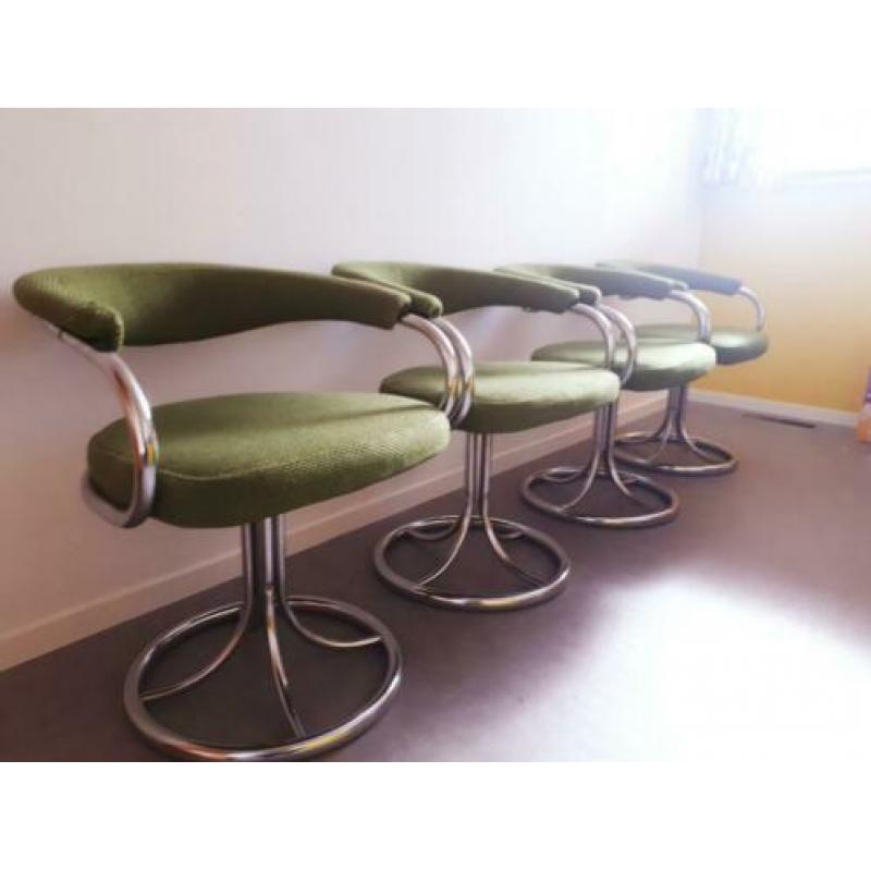 4 retro groene spaceage stoelen james bond hollywood regency