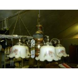 set van 2 hanglampen. glazen kelken met bloemen