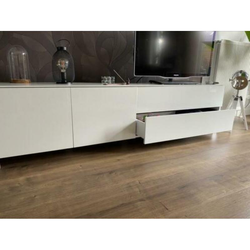 Tv meubel (zwevend) hoogglans wit 210x45x45