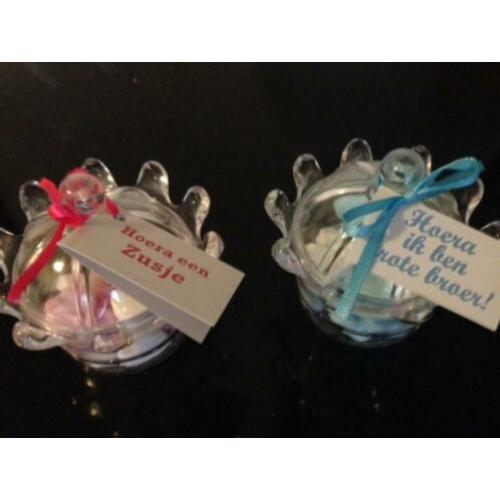 Geboorte-Babyshower,Broer/zus kroon gevuld+kaartje 0,95