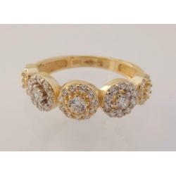 Prachtige 14 karaat Gouden Bicolor Ring Zirconia's M 17.5