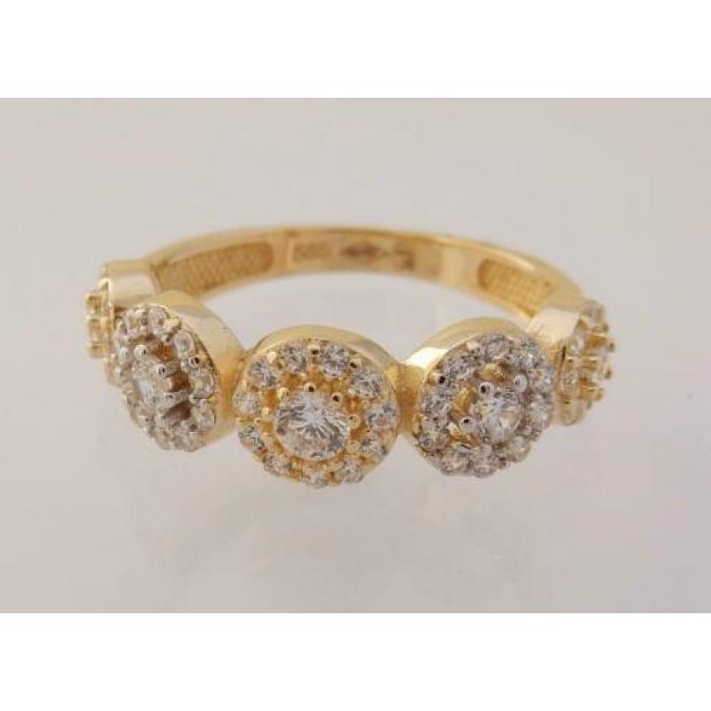 Prachtige 14 karaat Gouden Bicolor Ring Zirconia's M 17.5